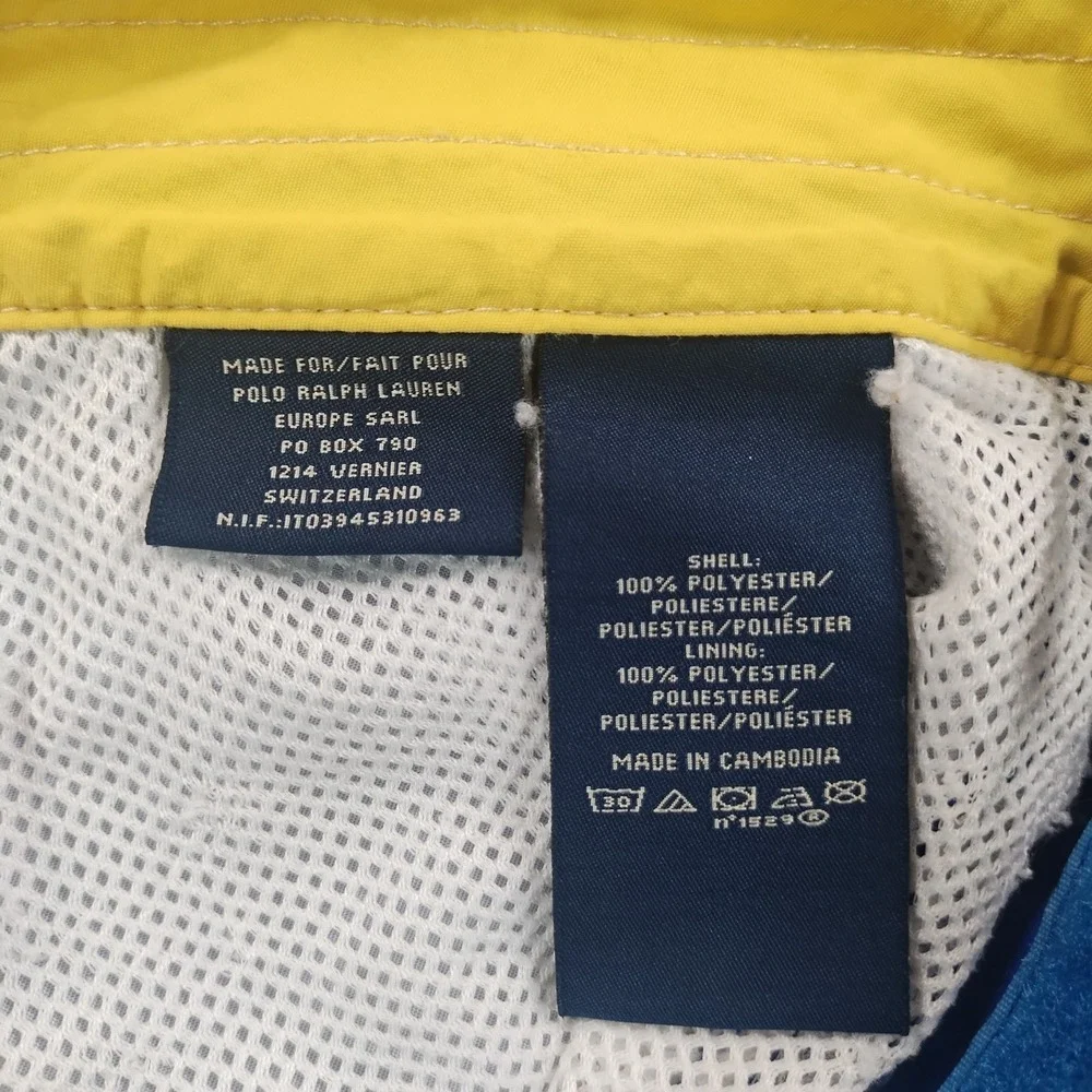 VTG Ralph Lauren Polo Jeans  Board Shorts Mens XL Blue AOP MeshLined Logos Swim